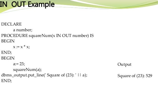Procedure and Functions in pl/sql