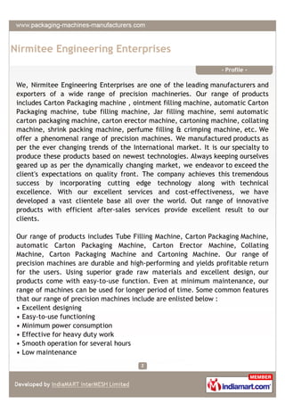 Nirmitee Engineering Enterprises
                                                                  - Profile -

 We, Nirmi...