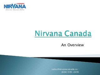 An Overview

sales@nirvanacanada.ca :
(604) 595-2495

 