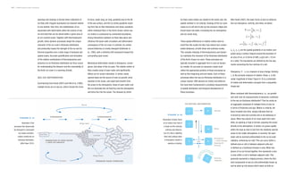 NISAR Science Users’ Handbook NISAR Science Users’ Handbook
After Kwok (2001), the basic forms of sea ice deforma-
tion are divergence, vorticity, and shear, as below:
ux
, uy
, vx
, vy
are the spatial gradients in ice motion com-
puted using a contour integral around the boundary of
an area of ice, or in terms of SAR, a grid cell (~10 km
on a side). The boundaries are defined by the line seg-
ments connecting the four vertices of a cell.
Divergence, ∇ ⋅ u, is a measure of area change. Vorticity,
ζ, is the principle measure of rotation. Shear, e, is the
scalar magnitude of shear. Figure 6-16 is a schematic
of motion and deformation concepts from a sequential
image pair.
When combined with thermodynamics, i.e., ice growth
and melt, how do measurements of dynamics contribute
to the sea ice thickness distribution? That ice exists as
an aggregate composed of multiple forms of sea ice
in terms of thickness and age. Motion or velocity, dis-
tance traveled over time, simply indicates that ice
is forced by wind and currents and is not stationary in
space. When two pieces of ice move apart from each
other, an opening or lead is formed, exposing the ocean
directly to the atmosphere. In winter, ice grows rapidly
within the lead as heat is lost from the relatively warmer
ocean to the colder atmosphere. In summer, the open
water will be warmed preferentially to the ice by solar
radiation, enhancing ice melt. This can occur within a
defined area or cell or between adjacent cells and
is defined as a fractional increase in area. When two
pieces of ice are forced together, this represents a loss
in area within a cell or between adjacent cells. This
generally represents a ridging process, where the thin-
nest components of sea ice will preferentially break-up
and be piled up into pieces which stack up both on
Illustration of the
processes that dynamically
(by divergent or convergent
ice motion and defor-
mation) modify the ice
thickness distribution.
(After Haas, 2010.)
F I G U R E 6 - 1 5
Winds
DIVERGENCE CONVERGENCE
Ridge Sails
Ice Floe
Currents
Ice Floe Ice Floe
Ridge Keels
GENERATION OF OPEN WATER
–> NEW ICE GROWTH
PRESSURE RIDGE FORMATION
102 103
openings and closings is formed when collections of
ice floes with irregular boundaries are sheared relative
to one another. Over time, the redistribution of ice
associated with deformation alters the volume of sea
ice and heat that can be stored within a given area of
an ice-covered ocean. Together with thermodynamic
growth, these dynamic processes shape the unique
character of the ice cover’s thickness distribution
and profoundly impact the strength of the ice and its
thermal properties over a wide range of temporal and
spatial scales. Accurate quantification and simulation
of the relative contributions of thermodynamics and
dynamics to ice thickness distribution are thus crucial
for understanding the behavior and the vulnerability of
the Arctic ice cover in a warming climate.
SEA ICE DEFORMATION
Summarizing from Kwok (2001) and Holt et al. (1992),
multiple forces act on sea ice, which include the Corio-
lis force, water drag, air drag, gradients due to the tilt
of the sea surface, and the ice stress gradients result-
ing from floe-to-floe interactions and stress variations
within individual floes. In the Arctic Ocean, where sea
ice motion is constrained by continental boundaries,
strong interactions between ice floes take place and
influence the basin-wide circulation and deformation/
convergence of the ice cover. In contrast, ice motion
around Antarctica is mostly divergent (Kottmeier et
al., 1992), with a northerly drift component toward the
surrounding open ocean.
Mechanical deformation results in divergence, conver-
gence, and shear of the ice pack. The relative motion of
floes creates areas of open water and significantly
affects air-ice-ocean interaction. In winter, newly
opened leads are the source of new ice growth, brine
rejection to the ocean, and rapid heat transfer from
the ocean to the atmosphere. Areas of open water and
thin ice dominate the net heat flux into the atmosphere
and brine flux into the ocean. The stresses by which
ice floes resist motion are related to the strain rate, the
spatial variation in ice velocity. Closings of the ice cover
cause ice to raft and to pile up into pressure ridges and
forced down into keels, increasing the ice-atmosphere
and ice-ocean drag.
These spatial differences in relative motion exist on
small floe-floe scales but also may extend over consid-
erable distances, at both linear and nonlinear scales.
This complex interplay of thermodynamics and dynam-
ics maintains the character of the thickness distribution
of the Arctic Ocean ice cover. These processes are
typically included in aggregate form in sea ice dynam-
ics models. An accurate ice dynamics model must
reflect the appropriate portions of these processes as
well as their beginning and end states. Each of these
processes alters the sea ice thickness distribution in a
unique manner. SAR-derived ice motion and deforma-
tion have been fundamental in providing measurements
of spatial distribution and temporal development of
these processes.
IIllustration of basic forms
of ice motion over time of
a single ice floe (velocity,
vorticity) and deforma-
tion of a floe or adjoining
floes that undergo shear
or divergence (results in
opening or closing).
F I G U R E 6 - 1 6
ICE MOTION, DEFORMATION
Velocity
Shear
Divergence
-> Area Change,
Opening Or
Closing
Vorticity
-Rotation
OR
A
A
A
A
A’
B
B
A’
∇⋅u =
1
2
ux
+ vy
( ),
ζ =
1
2
ux
− vy
( ),
e = ux
− vy
( )
2
+ ux
+ vy
( )
2
⎡
⎣
⎢
⎤
⎦
⎥
1
2
 