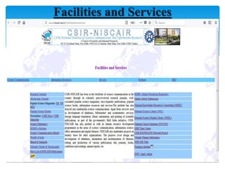 Facilities and Services
 