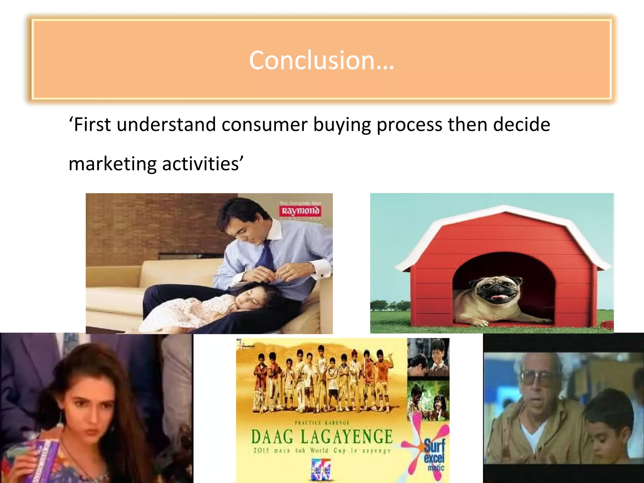 ‘First understand consumer buying process then decide
marketing activities’