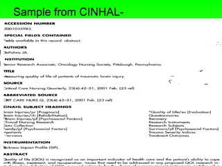 Sample from CINHAL-
 