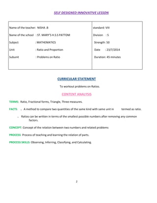 Self designed innovative lesson | DOCX