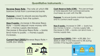 Quantitative Instruments Rbi Monetary policy including meaning features objective and etc | PPTX