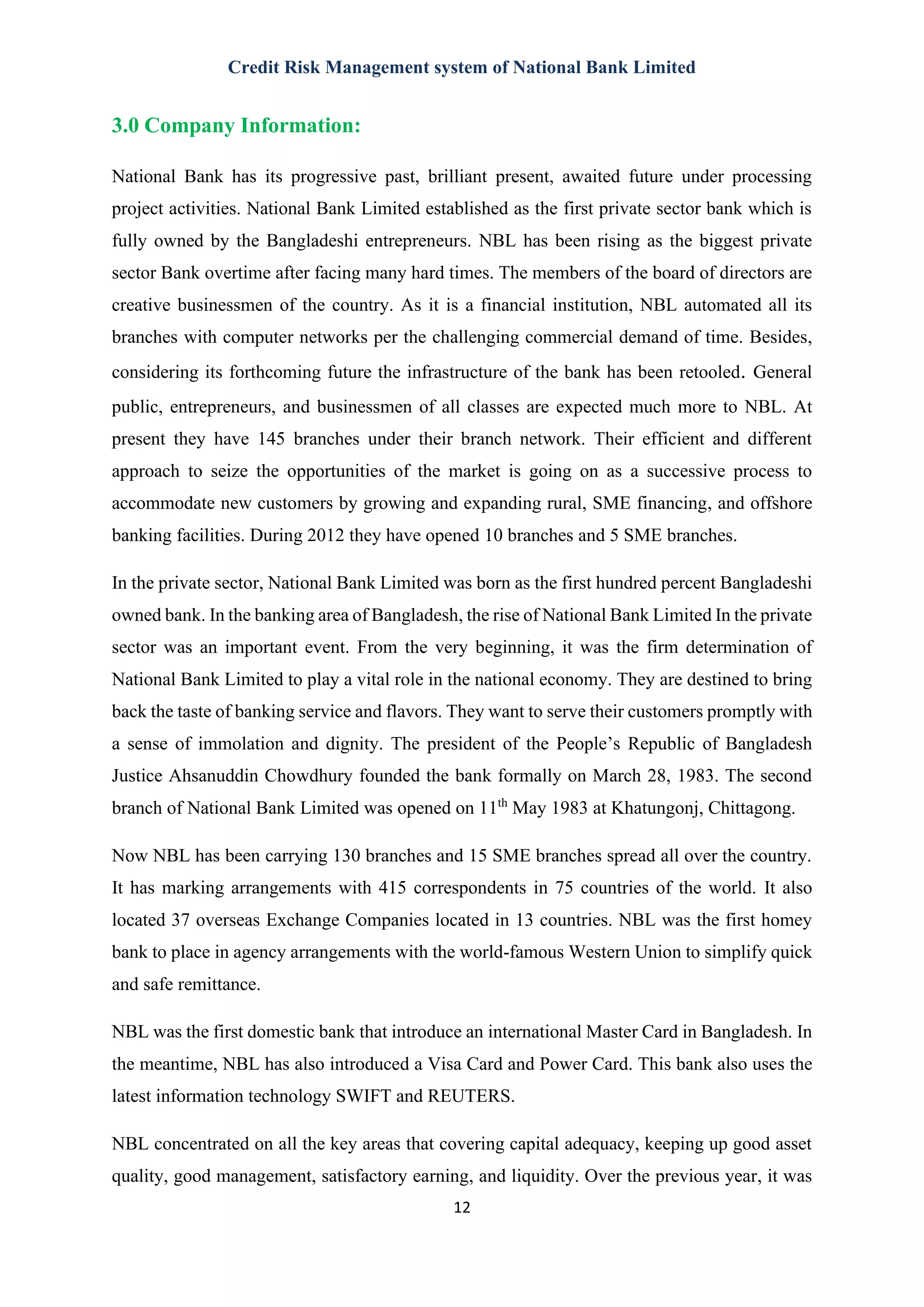 Report on Credit risk management | PDF