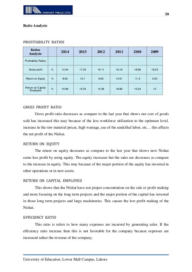 financial analysis of nishat textile mills See nishat mills ltd's 10 year historical growth, profitability, financial, efficiency, and cash flow ratios. financial analysis of nishat textile mills See nishat mills ltd's 10 year historical growth, profitability, financial, efficiency, and cash flow ratios.