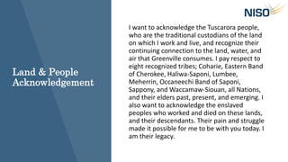 Land & People
Acknowledgement
I want to acknowledge the Tuscarora people,
who are the traditional custodians of the land
o...
