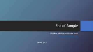 End of Sample
Complete Webinar available from
https://www.niso.org
Thank you!
 