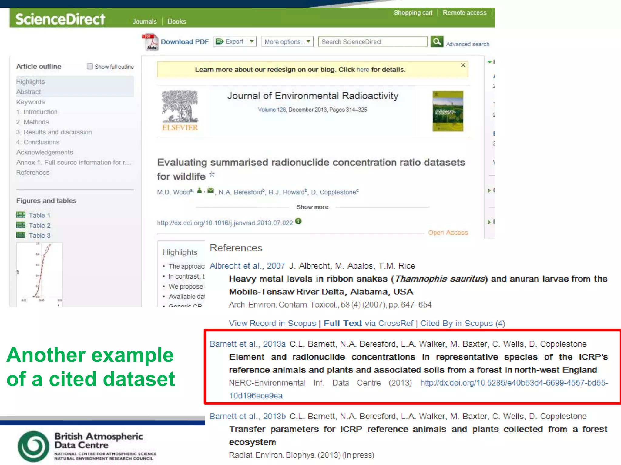 VO Sandpit, November 2009
Another example
of a cited dataset
 