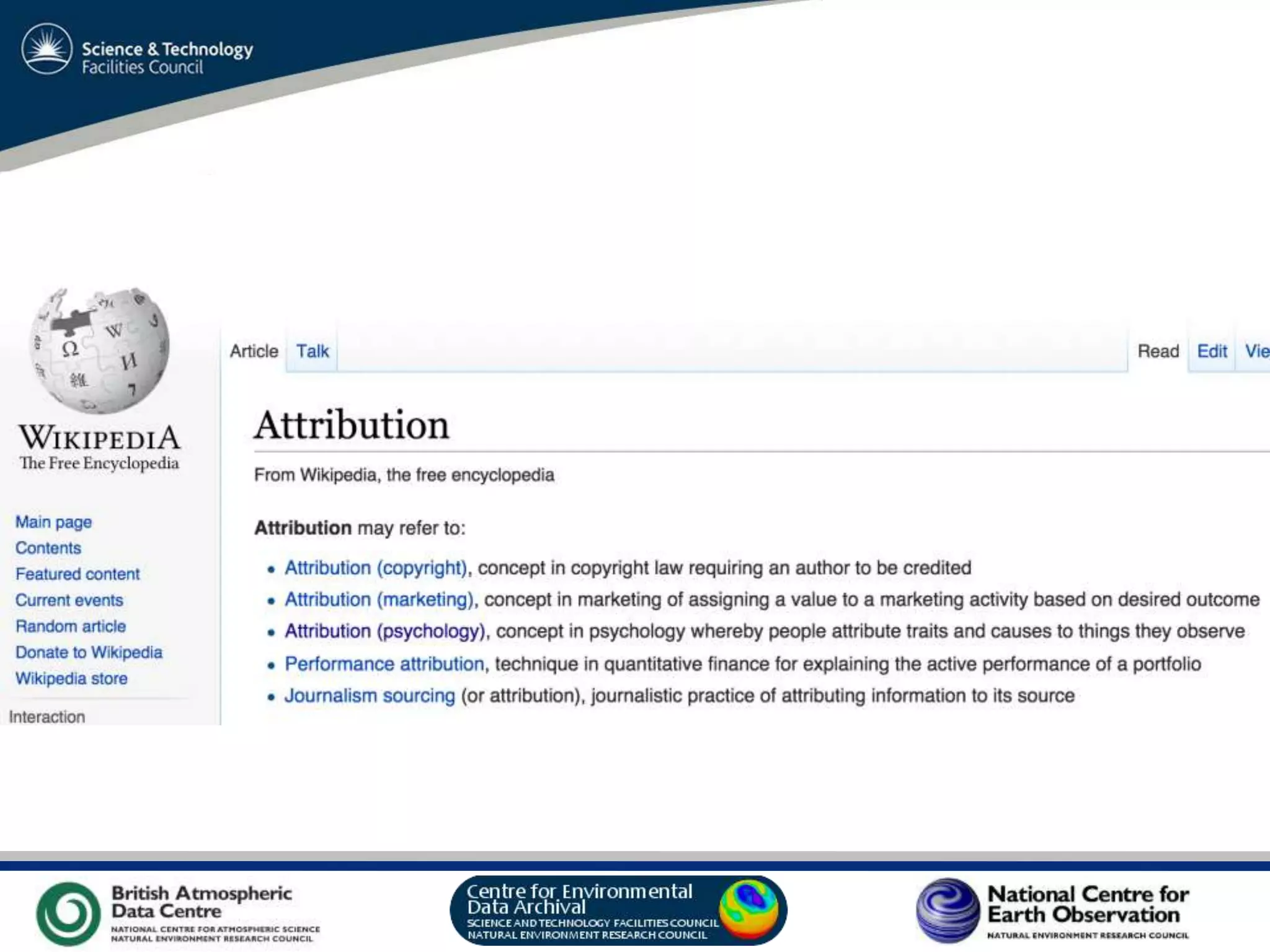 VO Sandpit, November 2009
What is attribution???
 