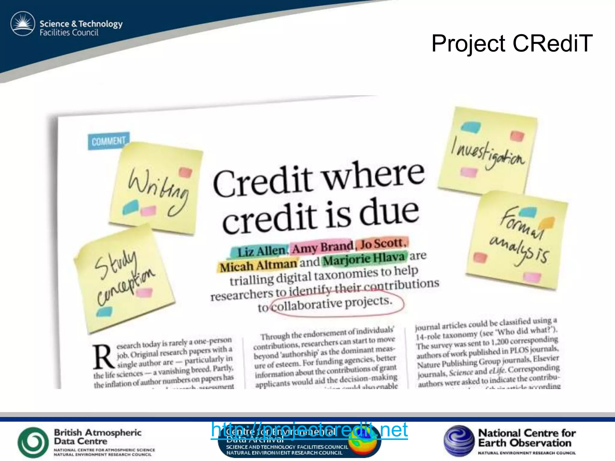 VO Sandpit, November 2009
Project CRediT
http://projectcredit.net
 