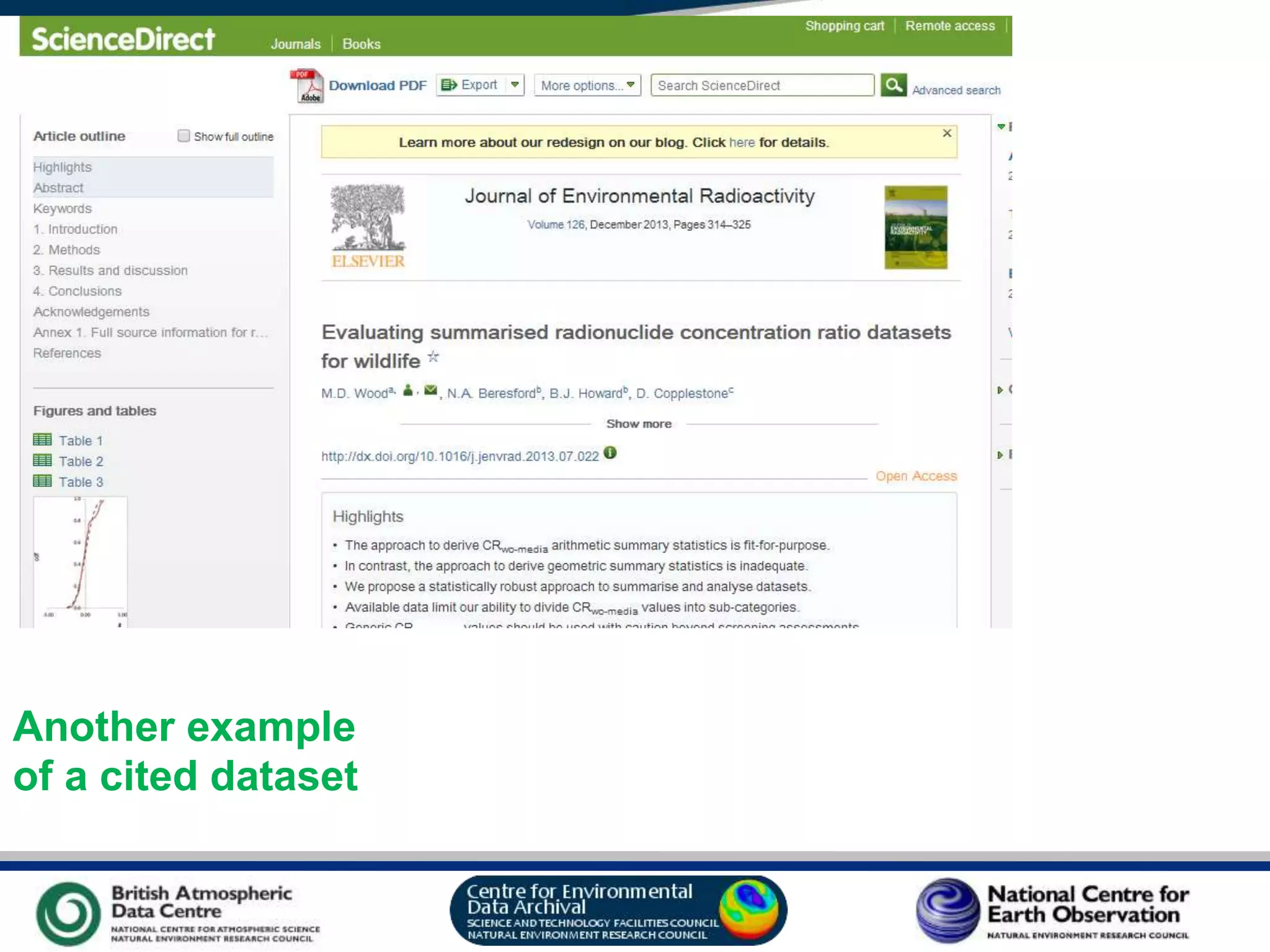 VO Sandpit, November 2009
Another example
of a cited dataset
 