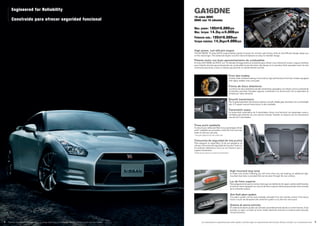 GA16DNE
Max. power: 105HP/6,000rpm
Max. torque: 14.3kg-m/4,000rpm
Potencia máx.: 105HP/6.000rpm
Torque máximo: 14,3kgm/4.000rpm
16-valve DOHC
DOHC con 16 válvulas
High-power, fuel-efficient engine
The GA16DNE 16-valve DOHC engine delivers plenty of power for smooth, safe driving, while its fuel-efficient design keeps you
on the road longer. This advanced engine is built to last and features an easy-to-maintain design.
Potente motor con buen aprovechamiento de combustible
El motor GA16DNE de DOHC con 16 válvulas entrega potencia suficiente para ofrecer una conducción suave y segura mientras
que el diseño de buen aprovechamiento de combustible le permite estar más tiempo en la carretera. Este avanzado motor ha sido
construido para durar y tiene un diseño que permite un mantenimiento sencillo.
Front disc brakes
Positive, fade-resistant braking is ensured by high-performance front disc brakes equipped
with highly reliable rotors and pads.
Frenos de disco delanteros
Los frenos de disco delanteros de alto rendimiento, equipados con rotores y forros sumamente
confia-bles, permiten frenadas seguras, resistentes a la disminución de la capacidad de
frenado por calen-tamiento.
Smooth transmission
The 4-speed automatic transmission delivers, smooth reliable gear transitions for a comfortable
ride. A 5-speed manual transmission is also available.
Transmisión suave
La transmisión automática de 4 velocidades ofrece una transición de engranajes suave y
confiable para disfrutar de una marcha cómoda. También se dispone de una transmisión
manual de 5 velocidades.
Three-point seatbelts
To ensure your safety and that of your passengers, three-
point* seatbelts are provided in both the front and rear
seats to hold you securely.
* Two-point design for the rear center seat
Cinturones de seguridad de tres puntos
Para asegurar su seguridad y la de sus pasajeros, se
ofrecen cinturones de seguridad de 3 puntos* tanto en
los asientos delanteros como en los traseros que lo
sujetan firmemente.
*Diseño de dos puntos en el asiento central trasero
High-mounted stop lamp
To make sure drivers following you will know when you are braking, an additional high-
mounted stop lamp is provided that can be seen through the rear window.
Luz de freno superior
Para asegurarse de que los conduc-tores que van detrás de Ud. sepan cuándo está frenando,
el vehículo viene equipado con una luz de freno superior adicional que puede verse a través
de la ventanilla trasera.
Anti-theft alarm system
The alarm system can be auto-matically activated from the remote control. If the doors,
hood or trunk are tampered with while the system is on, the horn will sound.
Sistema de alarma antirrobo
El sistema de alarma puede ser activado automáticamente desde el control remoto. Si las
puertas, el capó o el baúl se tocan indebi-damente mientras el sistema está activado,
sonará la bocina.
Las características y especificaciones están sujetas a cambios según los requerimientos del mercado. Sírvase consultar a su concesionario local. 9
Engineered for Reliability
Construido para ofrecer seguridad funcional
8 Features and specifications are subject to change depending on market requirements. Please consult your local dealer.
 