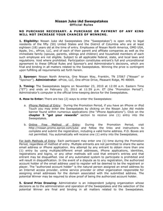 Nissan I Juke Contest Giveaway Rules