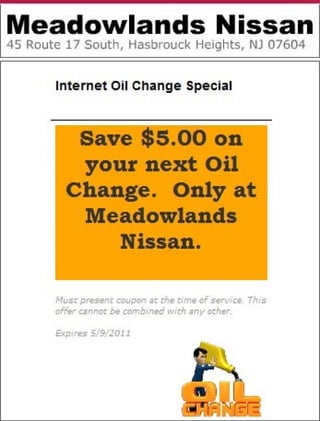 Nissan Internet Oil Change Special Bloomfield NJ | Meadowlands Nissan