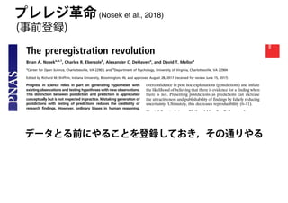 The preregistration revolution
Brian A. Noseka,b,1
, Charles R. Ebersoleb
, Alexander C. DeHavena
, and David T. Mellora
a...