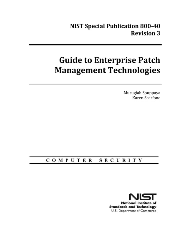 NIST Patch Management SP 80040 Rev 3 PDF