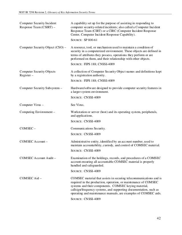 Glossary Standard Security Terms NIST Vocabulary