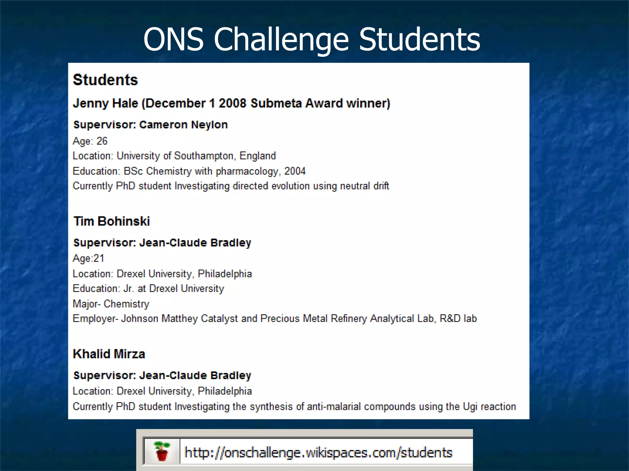 ONS Challenge Students 