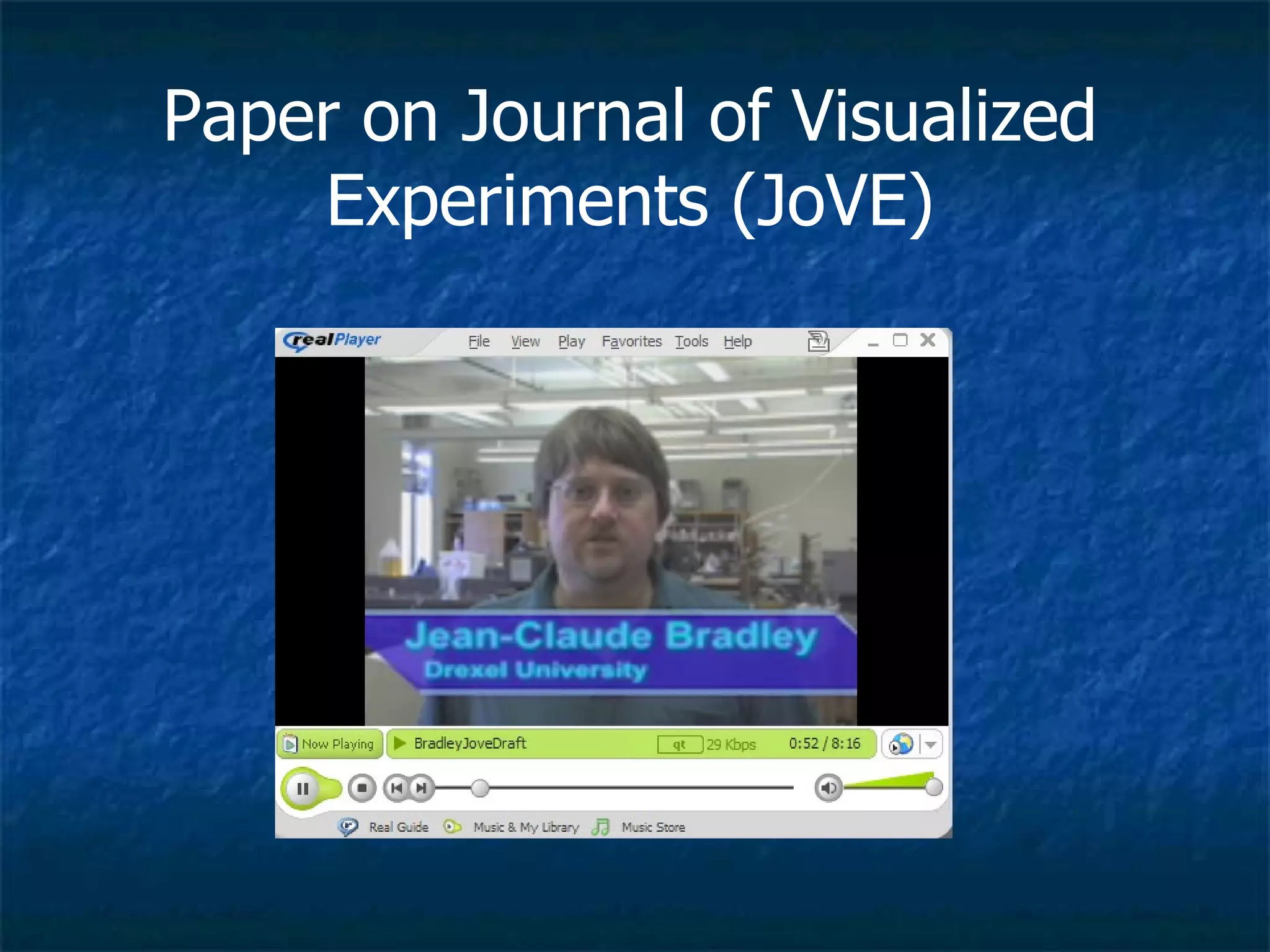 Paper on Journal of Visualized Experiments (JoVE) 