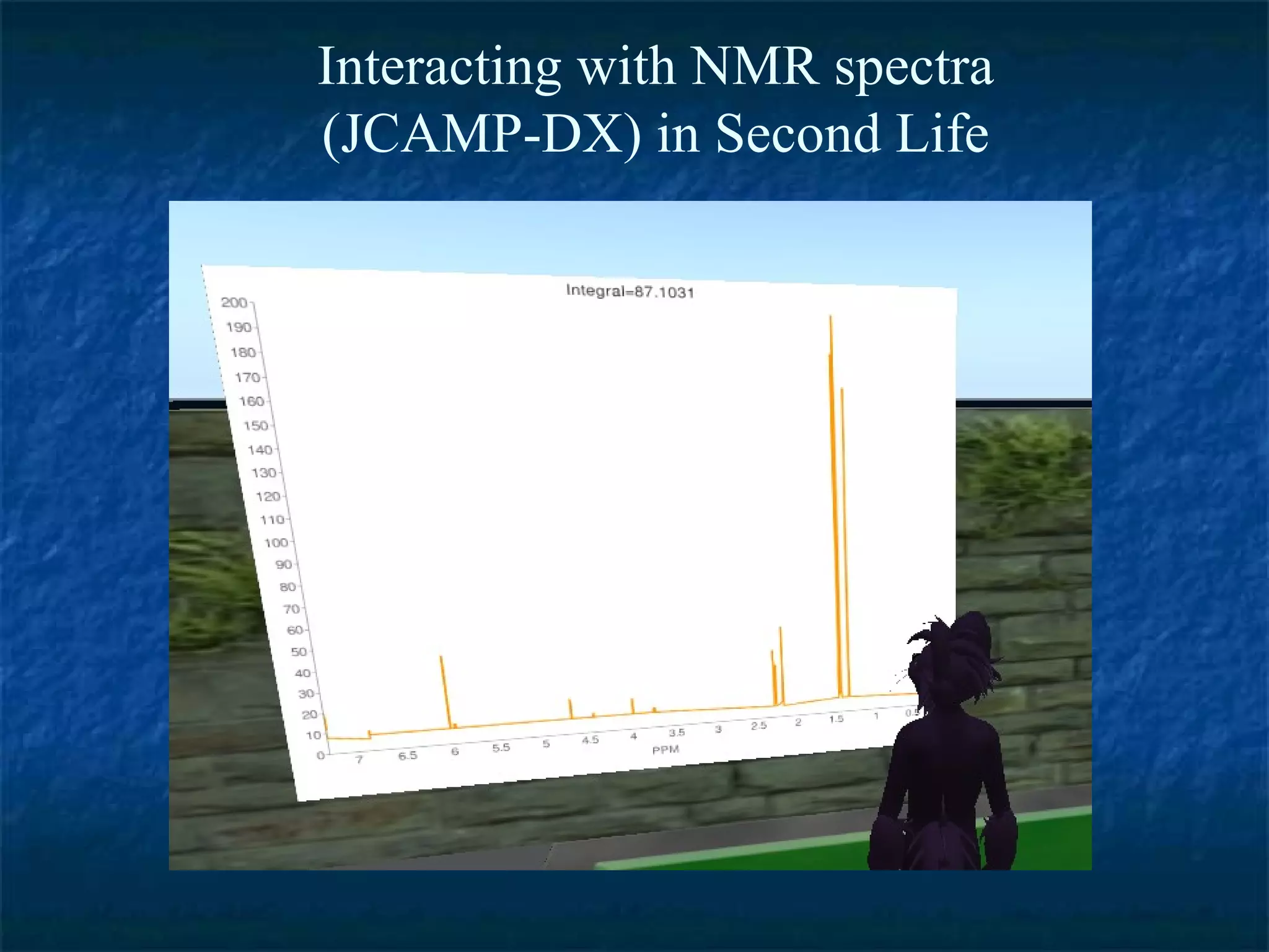 Interacting with NMR spectra (JCAMP-DX) in Second Life 