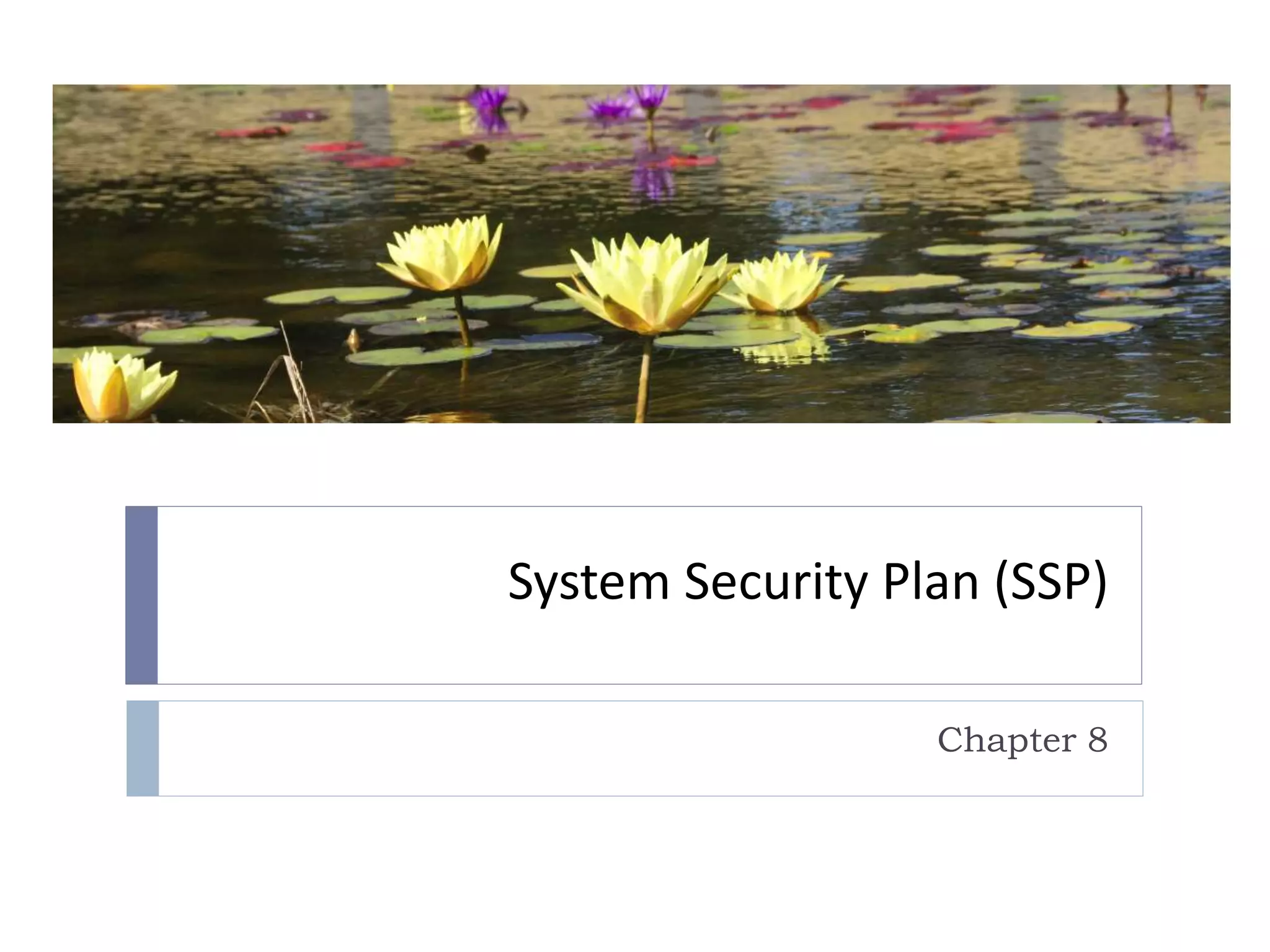 System Security Plan (SSP)
Chapter 8
 