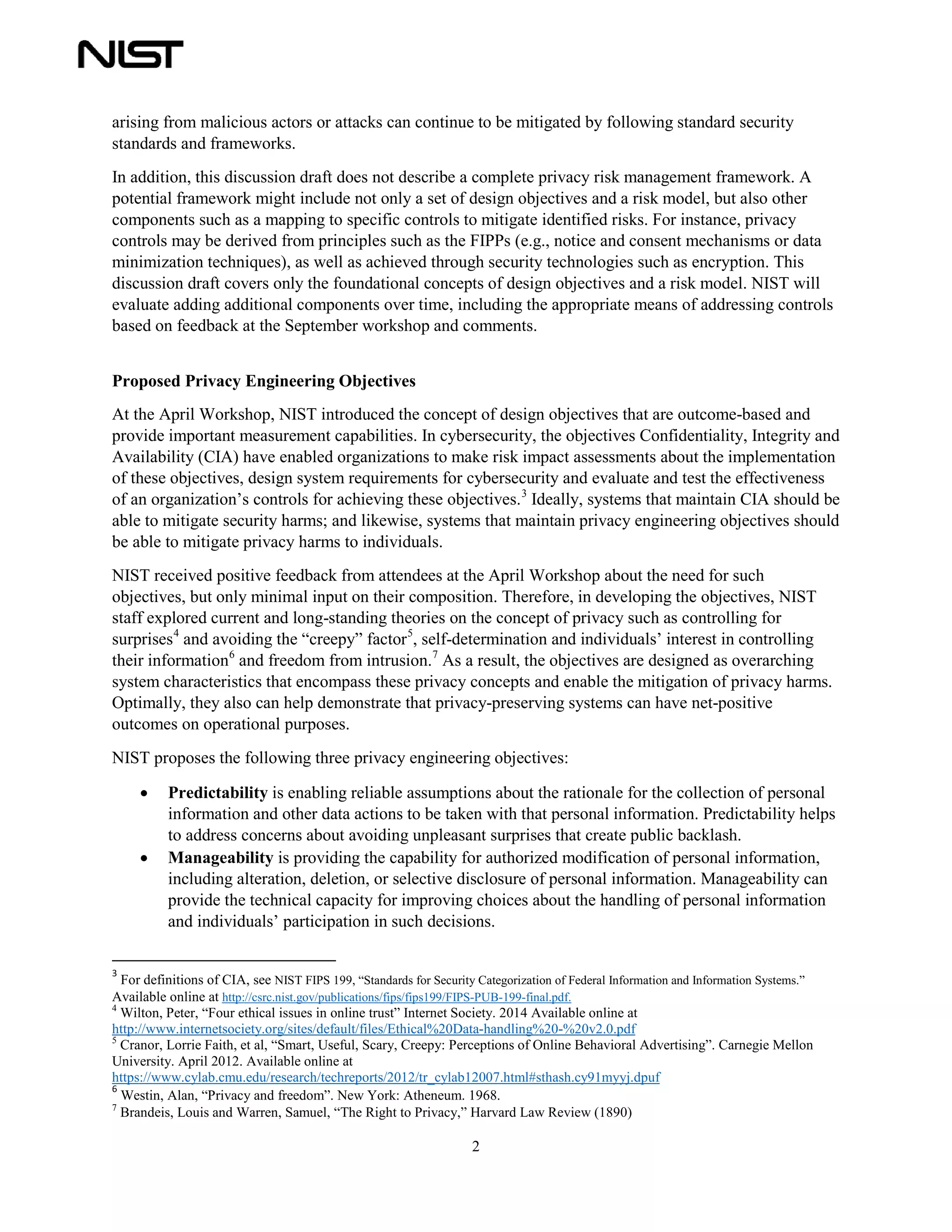 NIST Privacy Engineering Working Group -- Risk Models | PDF