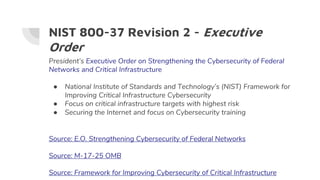 NIST 800-37 Revision 2 - Executive
Order
President’s Executive Order on Strengthening the Cybersecurity of Federal
Network...