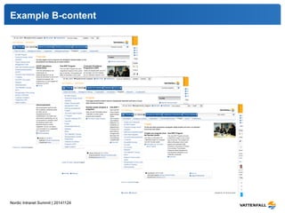 Example B-content 
Nordic Intranet Summit | 20141124 
 
