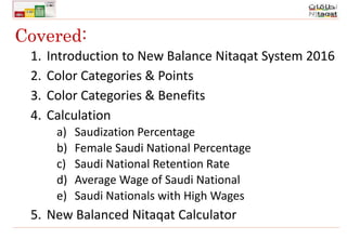 Saudization Color Coding Nitaqat system ksa 2016 نطاقات الموزون | PPTX
