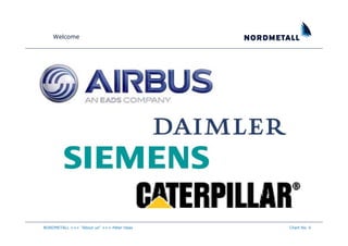 Welcome




NORDMETALL +++ "About us" +++ Peter Haas   Chart No. 6
 