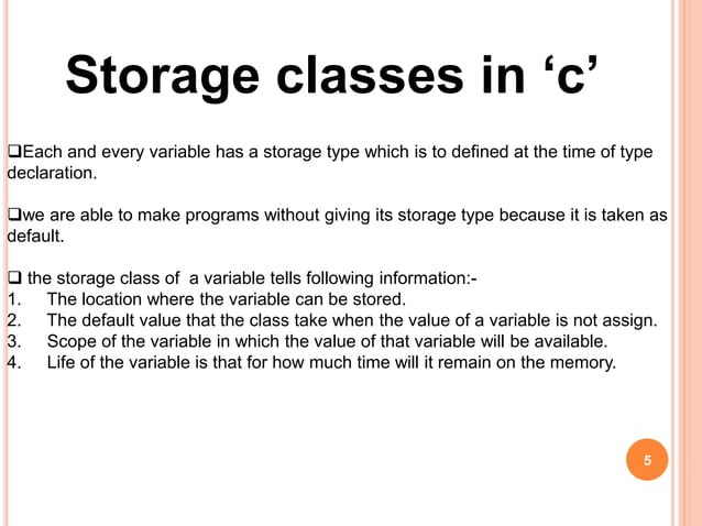 Storage classes in C | PPTX