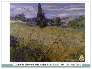 Camp de blat verd amb xiprer, Saint-Rémy 1889 , Oli sobre llenç
 