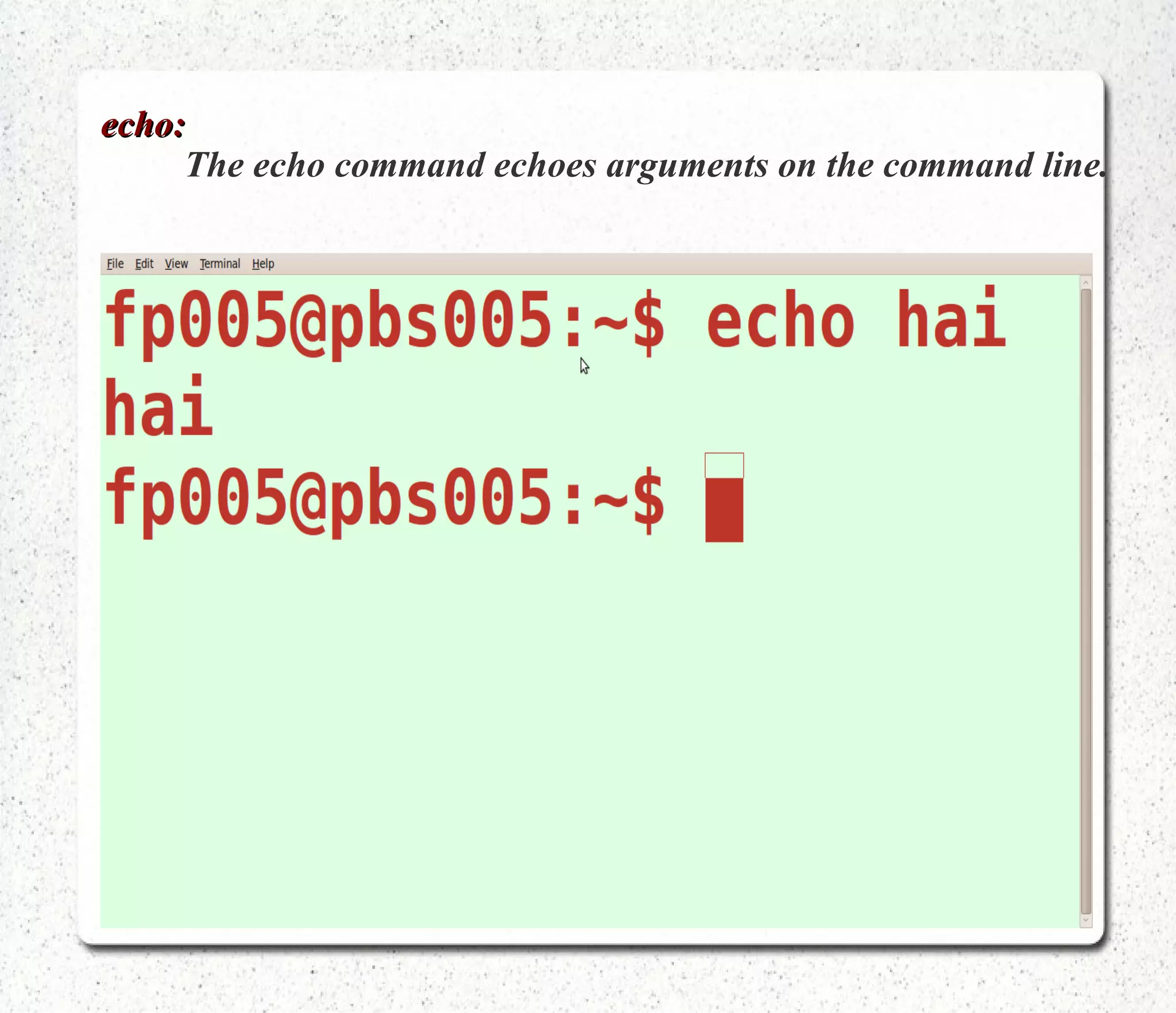 Cal: Produces a calender of the current month as standard output. The month (1-12) and year (1-9999) must be specified in full numeric format . 