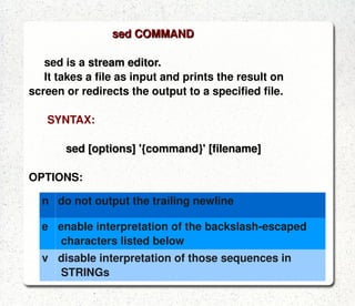 Emacs  Editor Emacs is more than "just an editor" -- it provides a fully integrated user environment offering the sort of facilities.* Issue shell comands. * Open a window for a shell * Read and send mail * Read news * Access the internet * Write and test programs * Maintain a calendar * Play a game!  There are two types of modes in Emacs.They are Major 