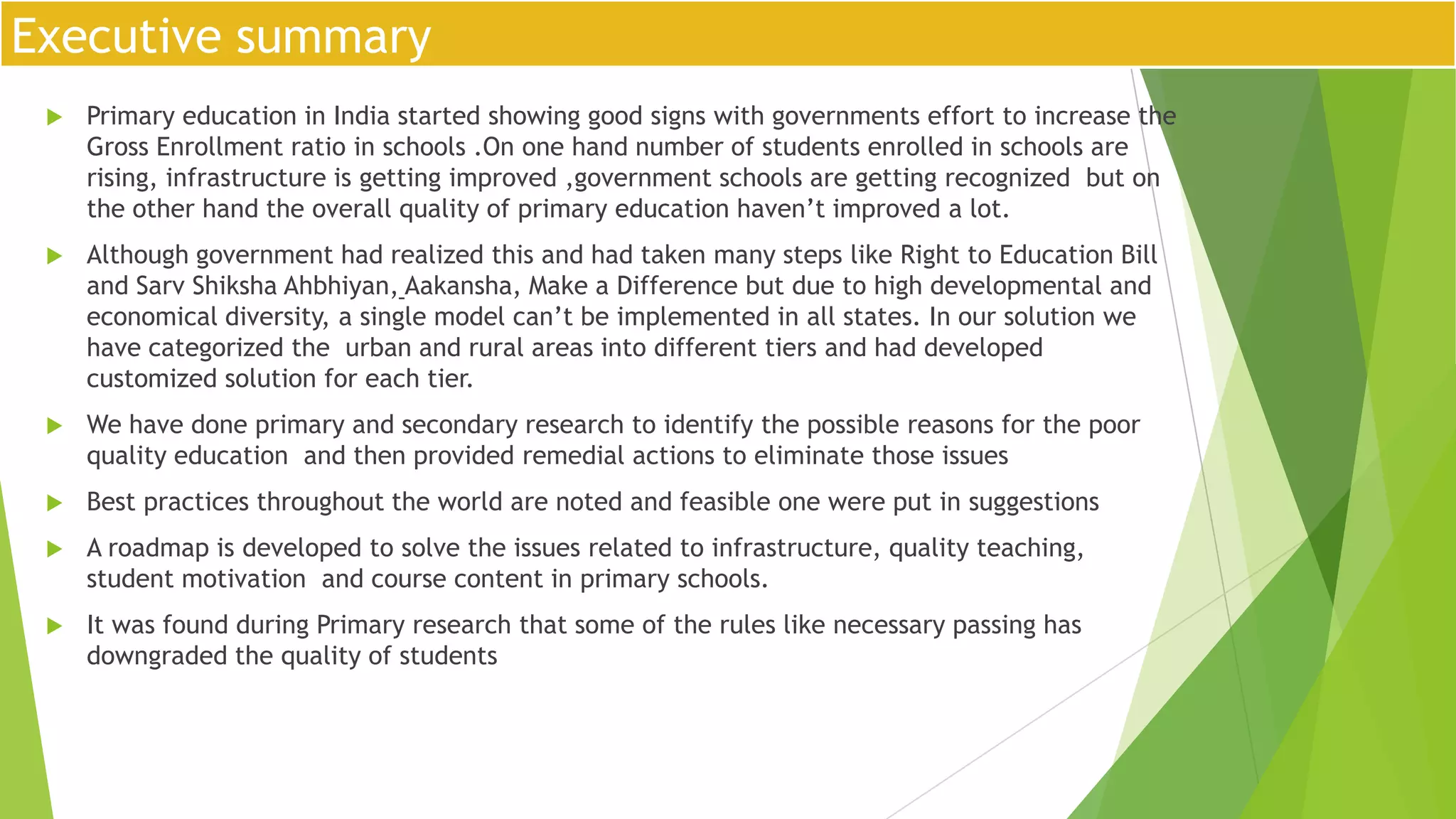 Improving Primary Education in India | PPTX