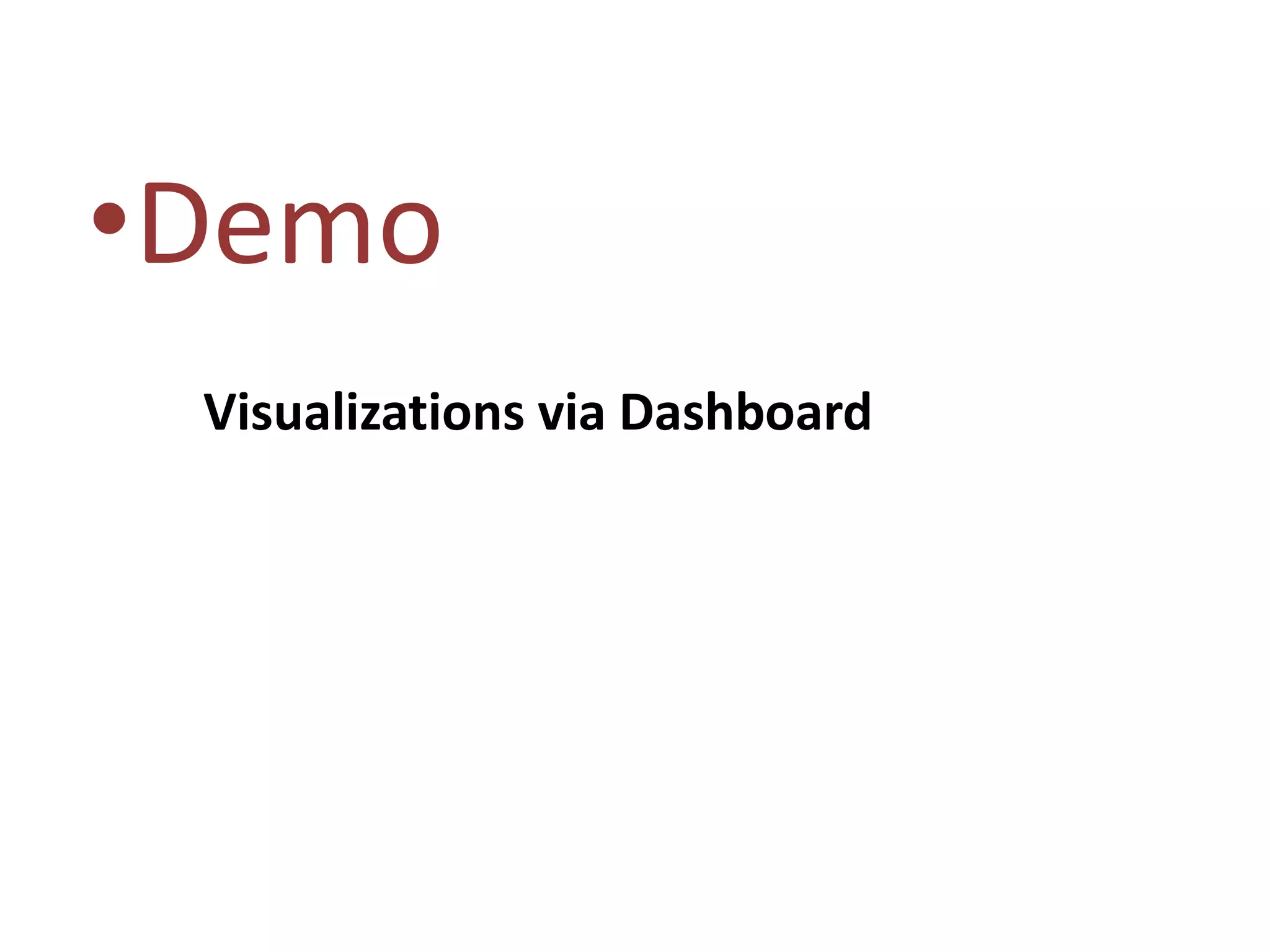 •Demo
Visualizations via Dashboard
 