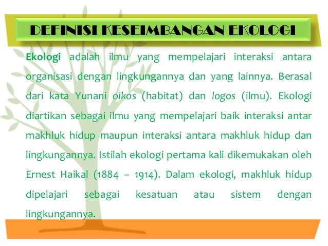 Keseimbangan Ekologi Kehidupan Manusia