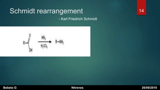 Schmidt rearrangement
Bebeto G Nitrenes 26/09/2019
14
- Karl Friedrich Schmidt
 