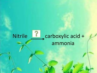 Nitrile carboxylic acid +
ammonia
1
 