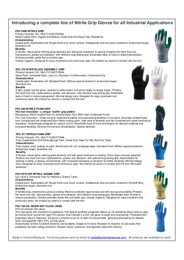 377 Nitrile gloves from project sales corp