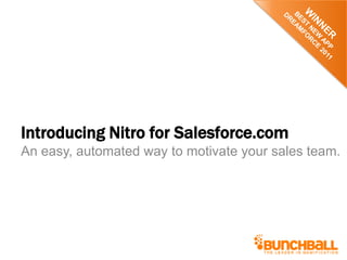 Introducing Nitro for Salesforce.com
An easy, automated way to motivate your sales team.
 