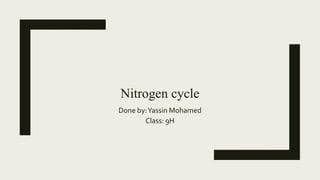 Nitrogen cycle
Done by:Yassin Mohamed
Class: 9H
 