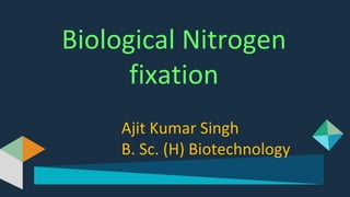 Biological Nitrogen
fixation
Ajit Kumar Singh
B. Sc. (H) Biotechnology
 