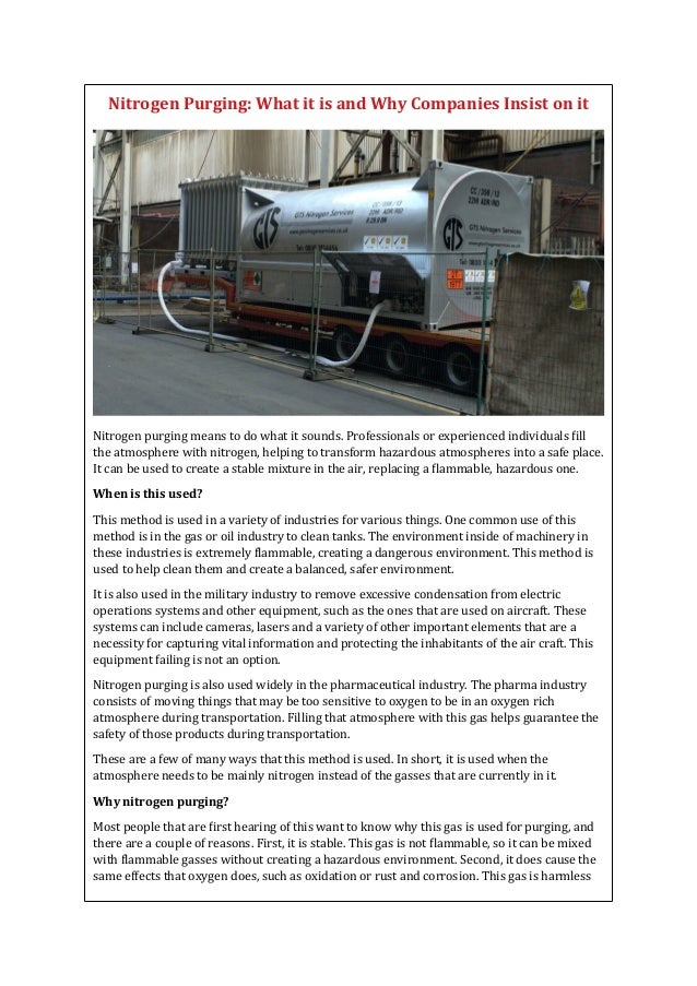 Nitrogen Purging What it is and Why Companies Insist on it