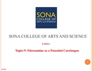 Topic:N-Nitrosamine as a Potential Carcinogen
UNIT-I
SONA COLLEGE OF ARTS AND SCIENCE
1
Dr.SVA
 