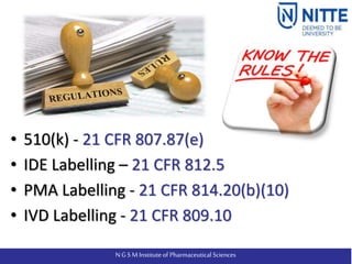 Quality System Requirements 21 CFR Part 820 and Labelling Requirements ...