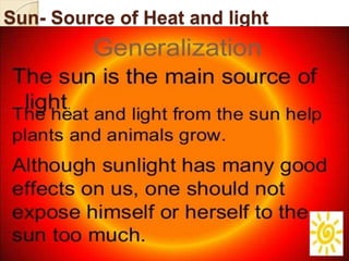 Sun- Source of Heat and light
 