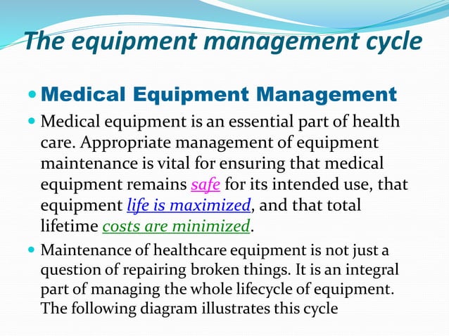 Imaging Lecture on maintaining medical Equipment | PPT